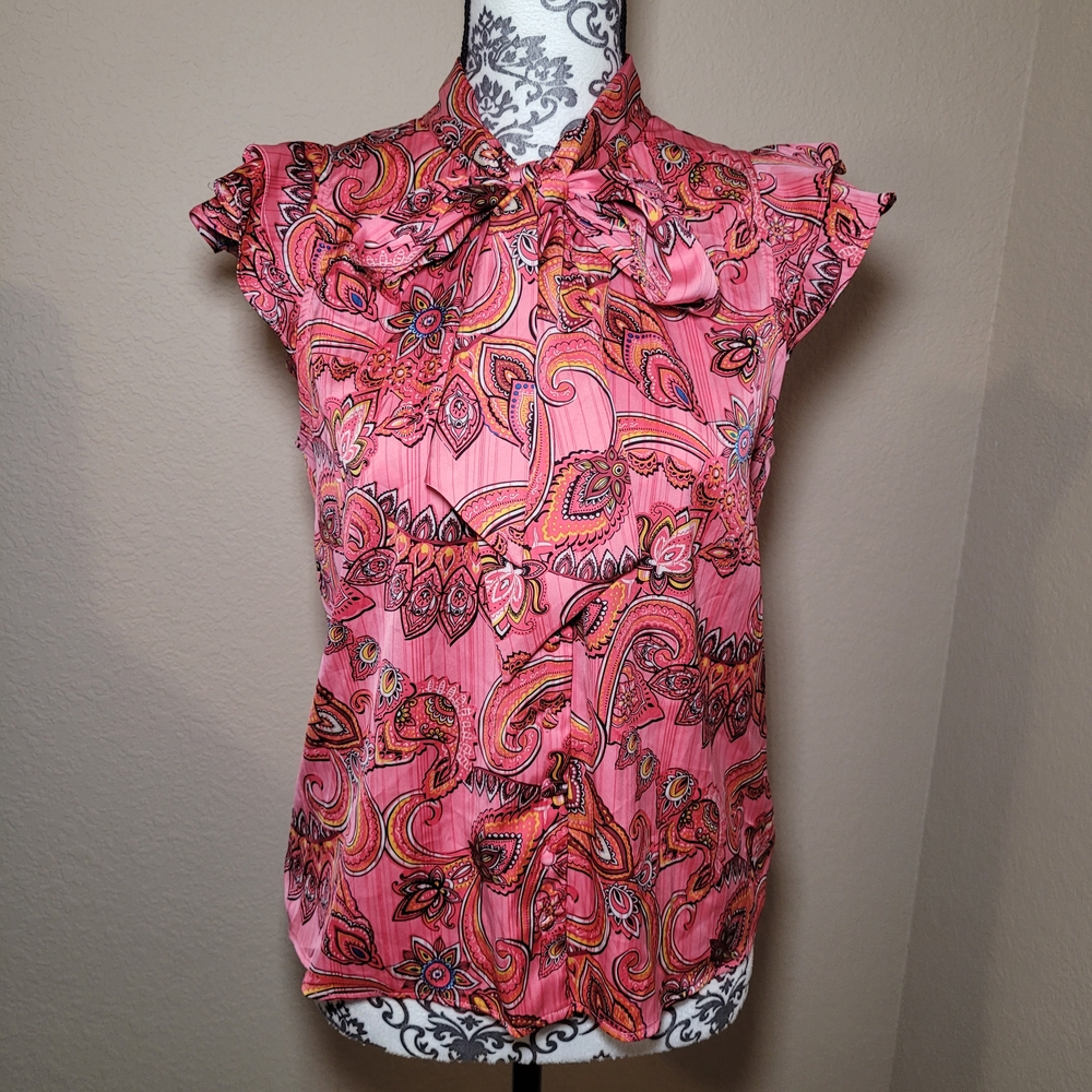 24. Joie Pink Paisley Ruffle Blouse